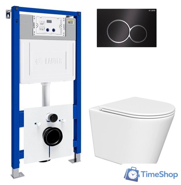 Унитаз подвесной Lauter Longer 2110822 с кнопкой 219704E (круглая, черный) - Изображение №2 — Интернет-магазин Time-Shop