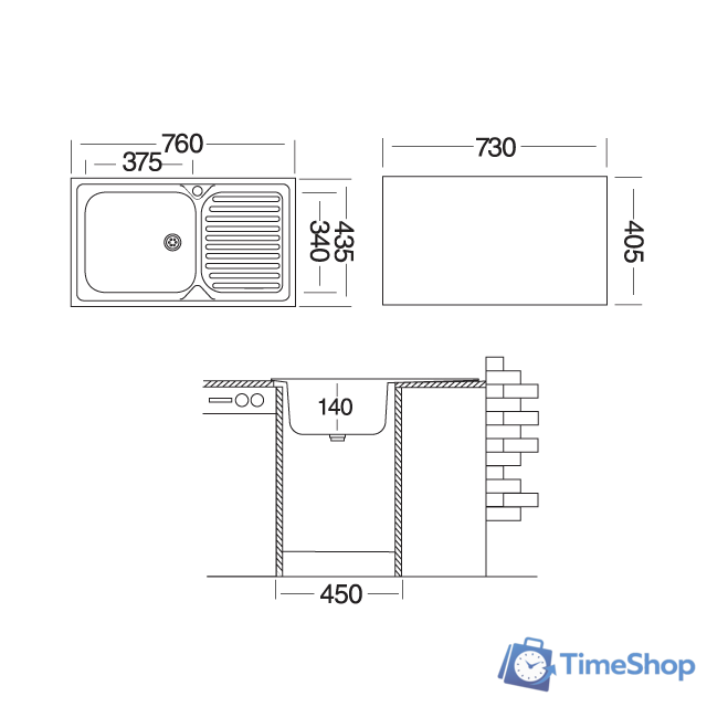 Кухонная мойка Ukinox CLM760.435 GW6K 2L - Изображение №2 — Интернет-магазин Time-Shop