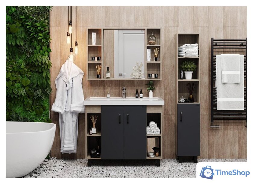  Onika Тумба под умывальник Тимбер 100.10 110010 (серый матовый/дуб сонома) - Изображение №2 — Интернет-магазин Time-Shop