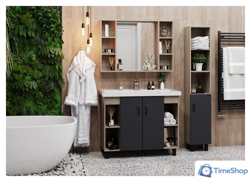  Onika Тумба под умывальник Тимбер 100.10 110010 (серый матовый/дуб сонома) - Изображение №3 — Интернет-магазин Time-Shop