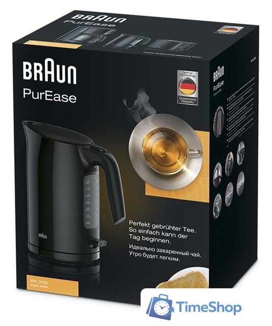 Электрический чайник Braun PurEase WK 3100 BK 0X21010007 - Изображение №2 — Интернет-магазин Time-Shop