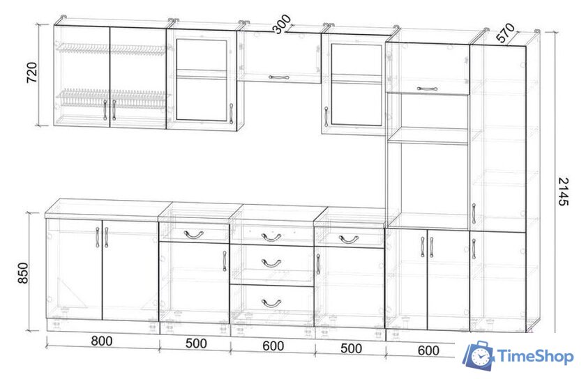 Готовая кухня Интерлиния Мила Крафт 3.4 (дуб английский) - Изображение №4 — Интернет-магазин Time-Shop