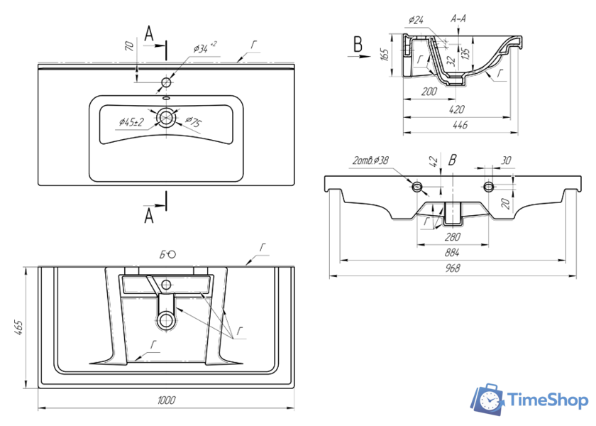 Умывальник Dreja Гармония 100 - Изображение №2 — Интернет-магазин Time-Shop