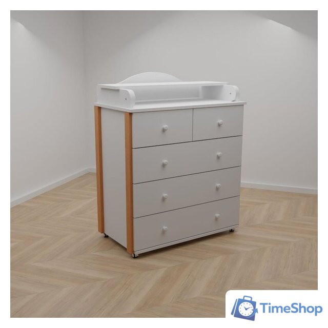 Детский комод Incanto Nuvola 800/5 (белый/бук) - Изображение №4 — Интернет-магазин Time-Shop