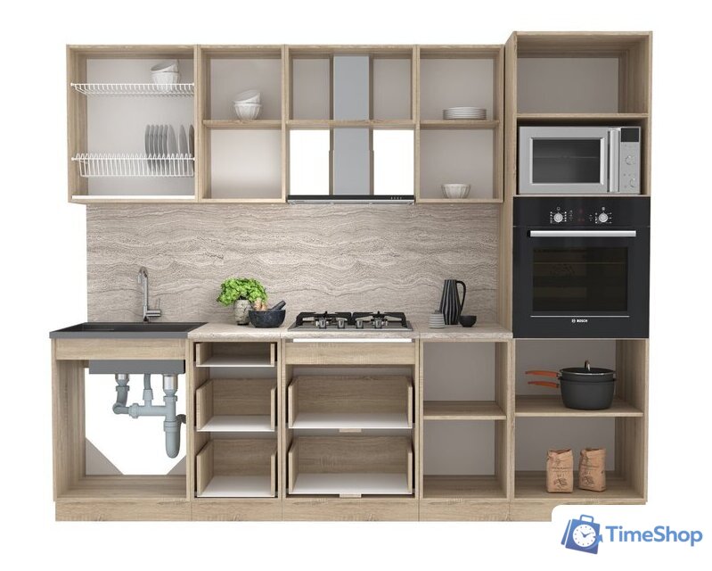 Готовая кухня Интерлиния Мила 2.6 ВТ (бетон/бетон/кастилло темный) - Изображение №2 — Интернет-магазин Time-Shop