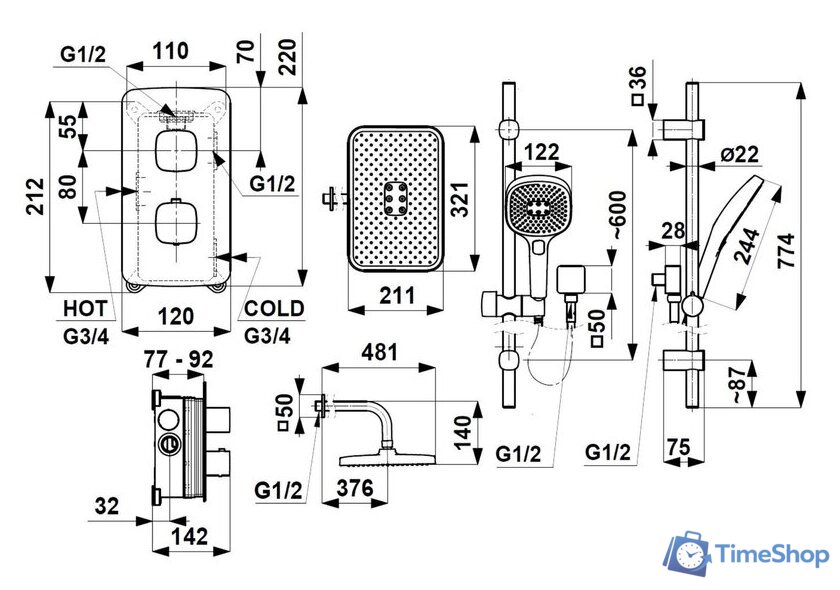 Душевая система  KFA Armatura Malaga 575930181 - Изображение №2 — Интернет-магазин Time-Shop