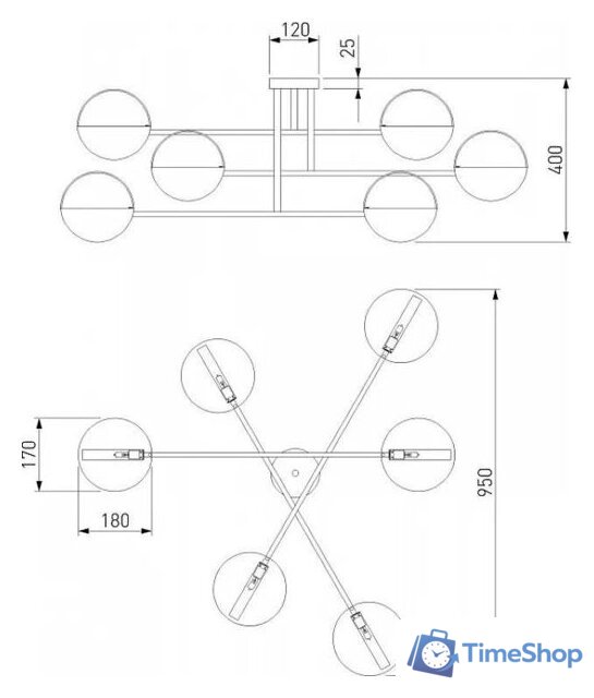 Люстра средней высоты Евросвет Grazia 70148/6 черный/золото - Изображение №2 — Интернет-магазин Time-Shop