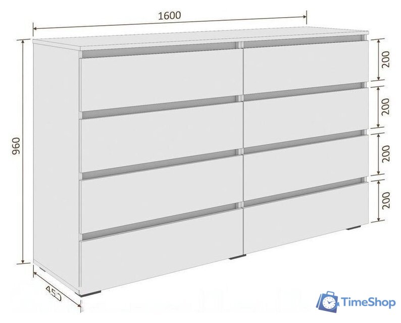 Комод Кортекс-мебель Бари 160 8ш (дуб сонома/дуб сонома/дуб сонома) - Изображение №5 — Интернет-магазин Time-Shop