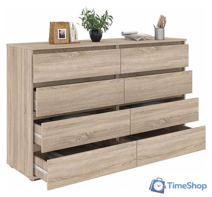 Комод Кортекс-мебель Бари 160 8ш (дуб сонома/дуб сонома/дуб сонома) - Изображение №2 — Интернет-магазин Time-Shop