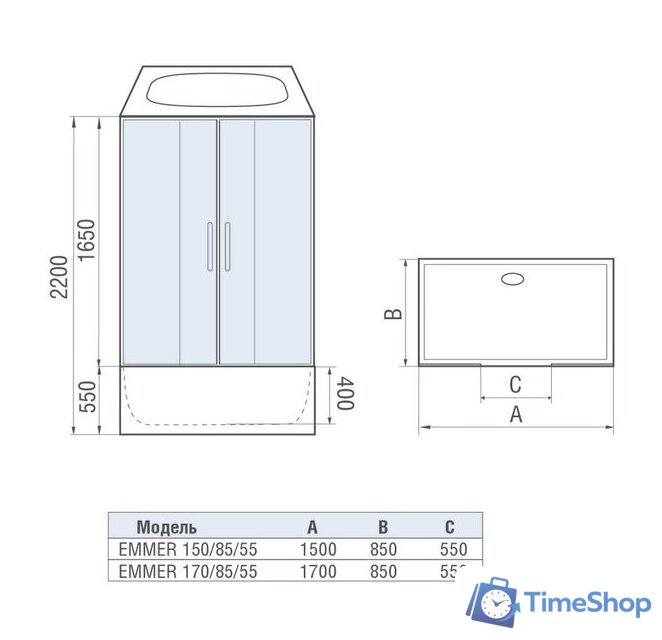 Душевая кабина WeltWasser WW500 Emmer 150/85/55 - Изображение №2 — Интернет-магазин Time-Shop