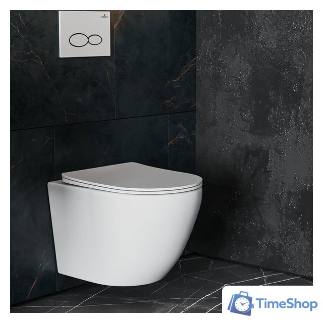 Унитаз подвесной Roxen Antares в комплекте с инсталляцией Asten Readle Zentralmodul AR0601-185M с кнопкой сатин (хром матовый) - Изображение №7 — Интернет-магазин Time-Shop