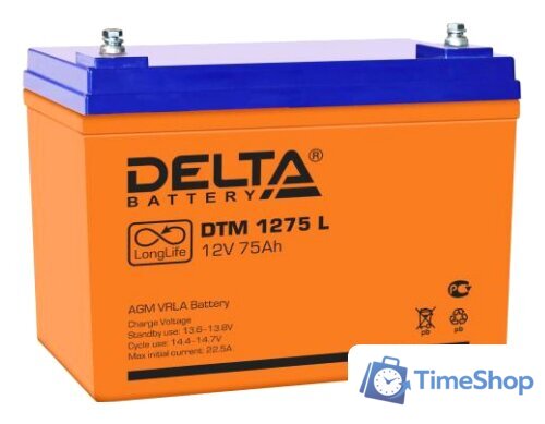 Аккумулятор для ИБП Delta DTM 1275 L (12В/75 А·ч) - Изображение №1 — Интернет-магазин Time-Shop