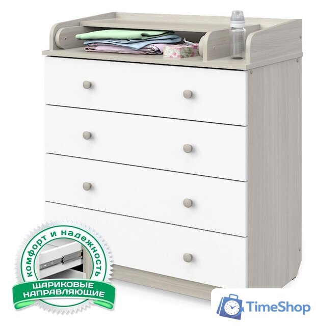 Детский комод Атон Мебель Сириус-2 804 ЛДСП (шимо светлый/белый) - Изображение №1 — Интернет-магазин Time-Shop