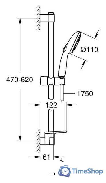 Душевой гарнитур  Grohe Tempesta 27600003 - Изображение №4 — Интернет-магазин Time-Shop
