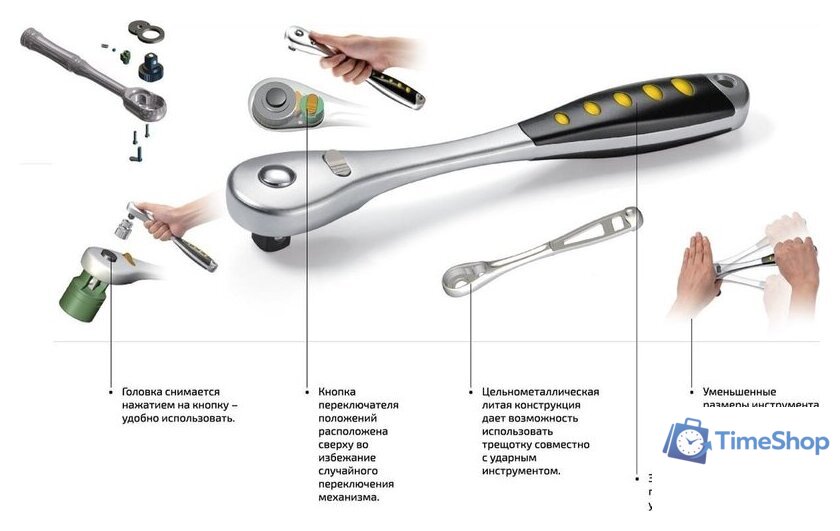 Набор трещотка с головками и битами Inforce 06-07-10 (94 предмета) - Изображение №14 — Интернет-магазин Time-Shop
