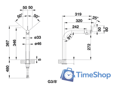Смеситель Blanco Vonda 518435 (нержавеющая сталь) - Изображение №4 — Интернет-магазин Time-Shop