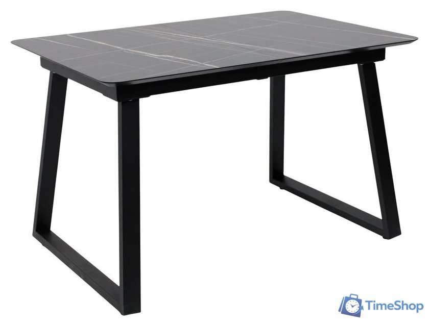 Кухонный стол Lepremo AV 1208 HPL+МДФ раздвижной 1200-1600x800 (черный тунис/черный) - Изображение №1 — Интернет-магазин Time-Shop