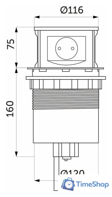 Блок розеток AKS Nova Tor USB выдвижной (3 розетки, сталь) - Изображение №2 — Интернет-магазин Time-Shop
