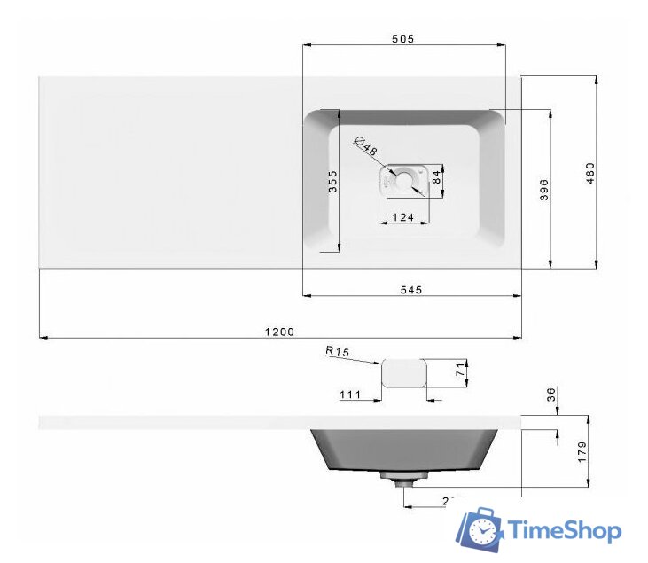  Emmy Тумба с умывальником Джерси 120 R - Изображение №4 — Интернет-магазин Time-Shop
