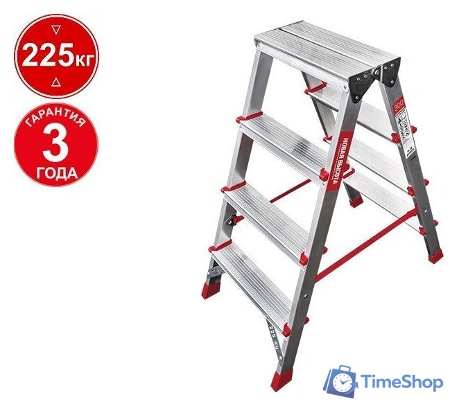 Лестница-стремянка Новая высота NV 312 двухсторонняя профессиональная 2x4 ступеней - Изображение №1 — Интернет-магазин Time-Shop