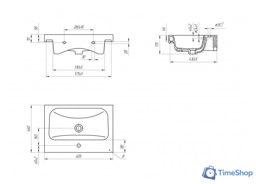  Cersanit Тумба с умывальником Moduo 60 + Moduo 60 - Изображение №5 — Интернет-магазин Time-Shop