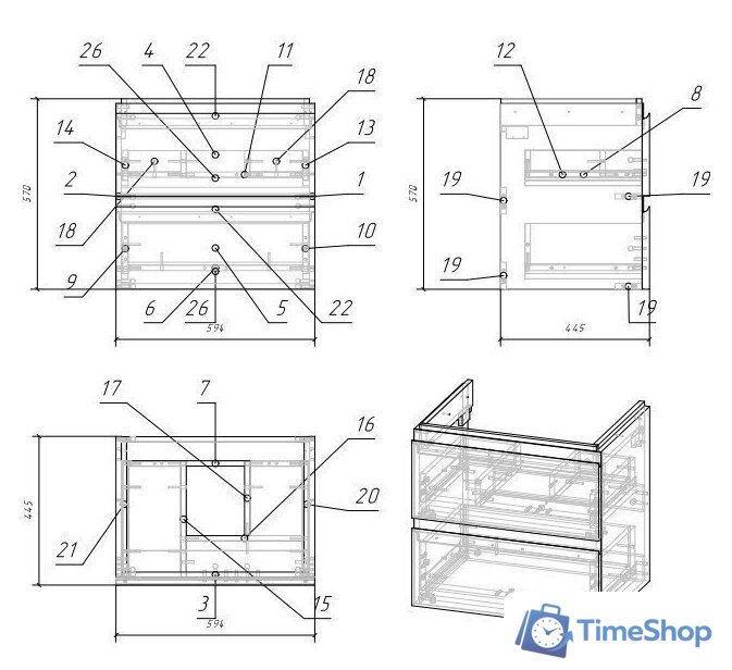  Cersanit Тумба с умывальником Moduo 60 + Moduo 60 - Изображение №4 — Интернет-магазин Time-Shop