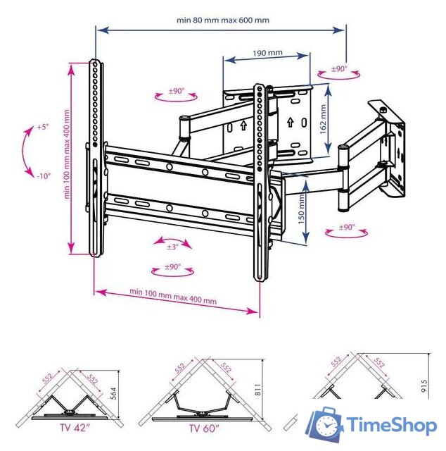 Кронштейн для телевизора Kromax Galactic-44 (черный) - Изображение №2 — Интернет-магазин Time-Shop
