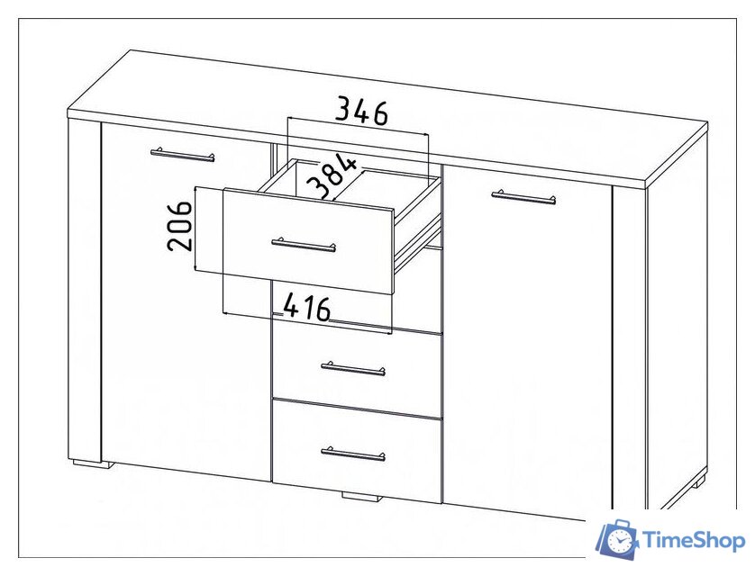 Комод Интерлиния Коламбия КЛ-10 (дуб венге/дуб серый) - Изображение №2 — Интернет-магазин Time-Shop