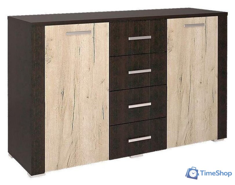 Комод Интерлиния Коламбия КЛ-10 (дуб венге/дуб серый) - Изображение №1 — Интернет-магазин Time-Shop