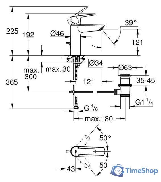 Смеситель Grohe Start M 234552432 - Изображение №4 — Интернет-магазин Time-Shop
