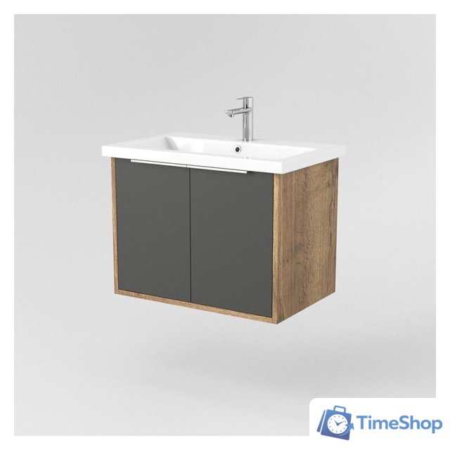  Дабер Тумба под умывальник 018 Cersanit Como 70 Т18.7С.0.22Б (дуб галифакс/серый/ручка белая) - Изображение №2 — Интернет-магазин Time-Shop