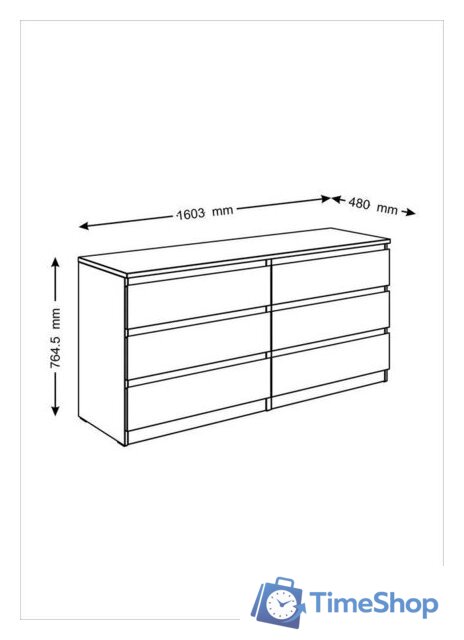 Комод Mio Tesoro Мальта 6 ящиков 160x76 2.05.02.060.1 (белый) - Изображение №5 — Интернет-магазин Time-Shop