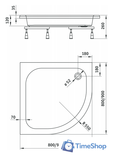 Душевой поддон Deante Standard Plus II 90x90 KTU 031B - Изображение №2 — Интернет-магазин Time-Shop