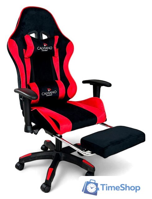 Игровое (геймерское) кресло Calviano 1585 (черный/красный велюр) - Изображение №1 — Интернет-магазин Time-Shop