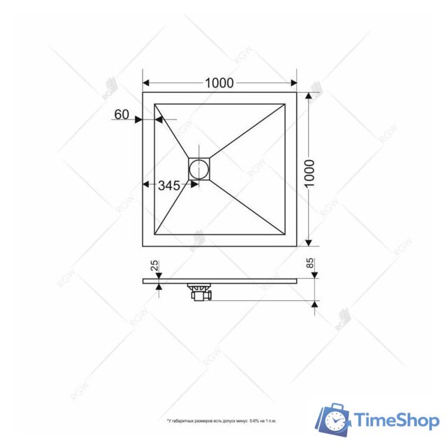 Душевой поддон RGW 16152010-01 100x100 - Изображение №3 — Интернет-магазин Time-Shop