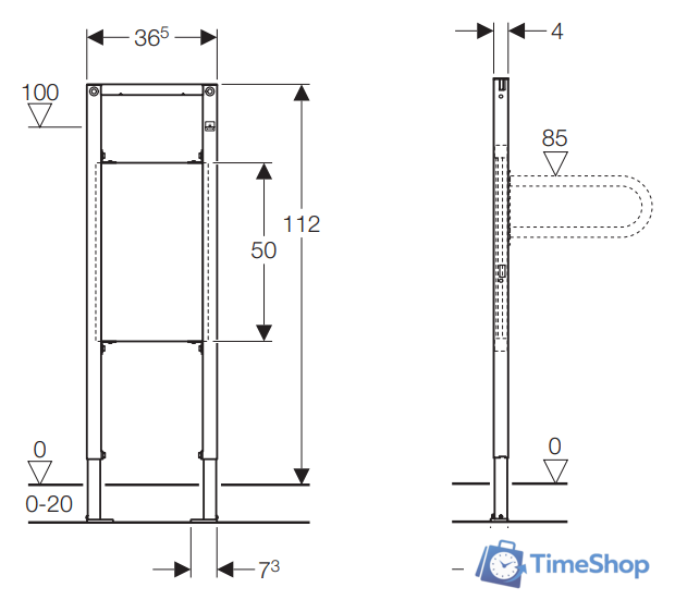 Инсталляция для поручня Geberit Duofix 111.790.00.1 - Изображение №2 — Интернет-магазин Time-Shop