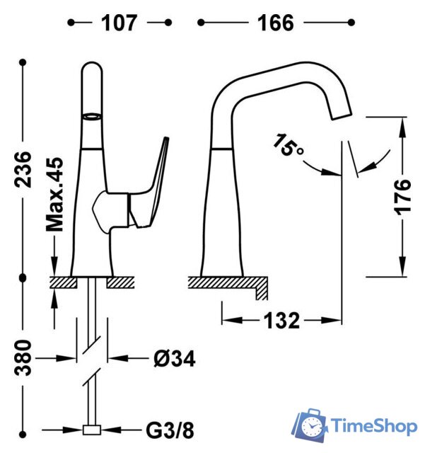 Смеситель Tres Fuji 28144701NM - Изображение №2 — Интернет-магазин Time-Shop