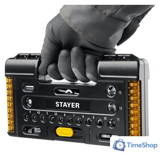 Набор трещотка с головками и битами Stayer 27760-H57 (57 предметов) - Изображение №8 — Интернет-магазин Time-Shop