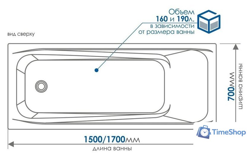 Ванна Метакам Light 170x70 АВS_011277 - Изображение №4 — Интернет-магазин Time-Shop