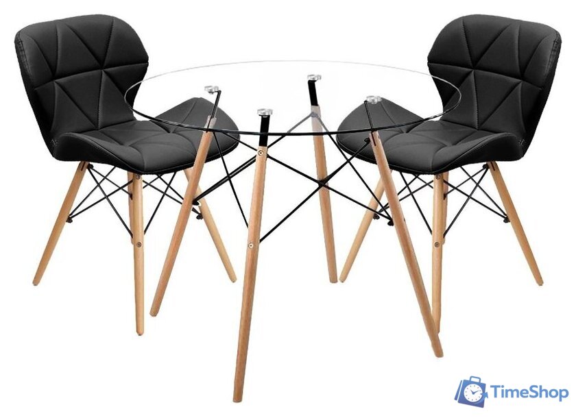 Обеденная группа Mio Tesoro ST-011/SC-026 (стекло/дерево, черный) - Изображение №1 — Интернет-магазин Time-Shop