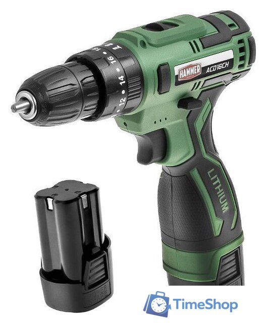 Ударная дрель-шуруповерт Hammer ACD16CH (с 2-мя АКБ, кейс) - Изображение №2 — Интернет-магазин Time-Shop