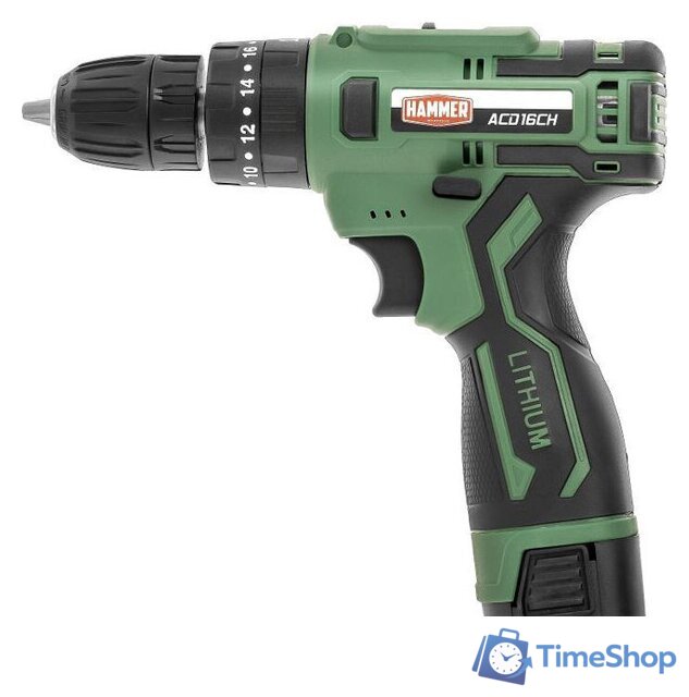 Ударная дрель-шуруповерт Hammer ACD16CH (с 2-мя АКБ, кейс) - Изображение №3 — Интернет-магазин Time-Shop