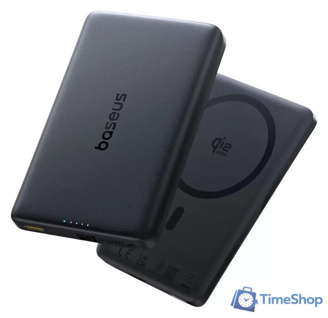 Внешний аккумулятор Baseus PicoGo AM52 Slim Qi2.2 Magnetic Power Bank 45W 10000mAh (черный) - Изображение №2 — Интернет-магазин Time-Shop