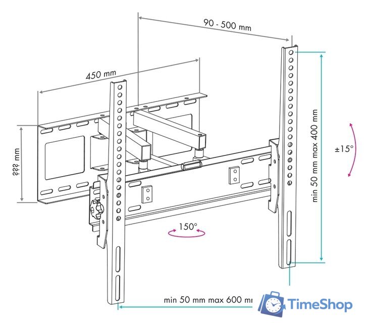 Кронштейн для телевизора VLK TRENTO-9 (черный) - Изображение №2 — Интернет-магазин Time-Shop