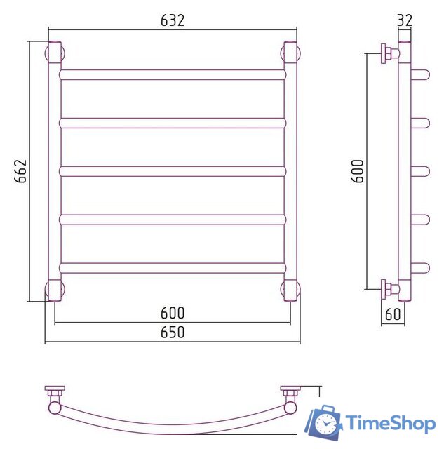 Полотенцесушитель Сунержа Галант+ 600x600 00-0200-6060 - Изображение №3 — Интернет-магазин Time-Shop
