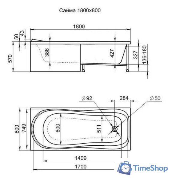 Ванна Alex Baitler Saima 180x80 - Изображение №5 — Интернет-магазин Time-Shop