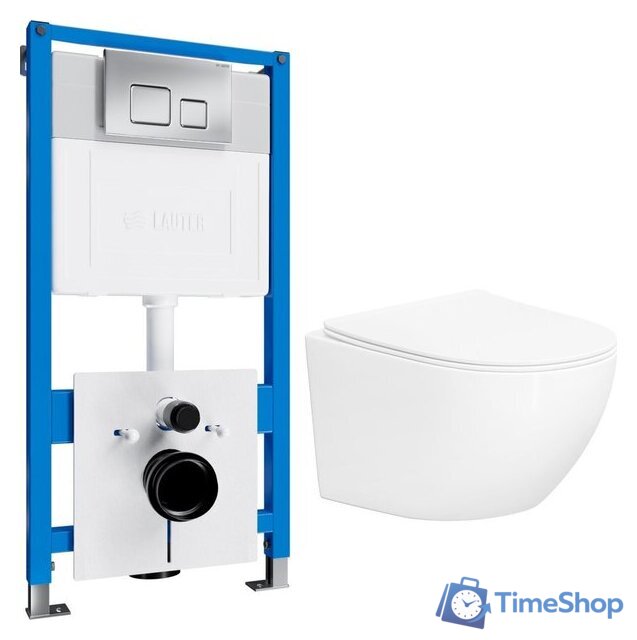 Унитаз подвесной Lauter Sulzdorf с микролифтом и кнопкой смыва 219703F (белый/сатин) - Изображение №1 — Интернет-магазин Time-Shop