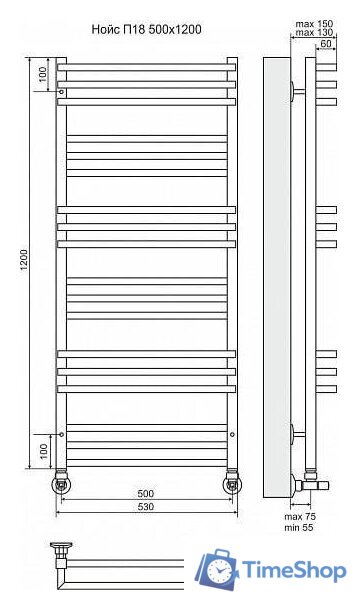 Полотенцесушитель TERMINUS Кельн П12 (500x800) - Изображение №3 — Интернет-магазин Time-Shop