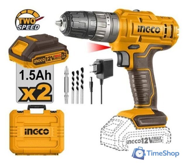 Ударная дрель-шуруповерт Ingco CIDLI1228 (с 2-мя АКБ, кейс) - Изображение №1 — Интернет-магазин Time-Shop