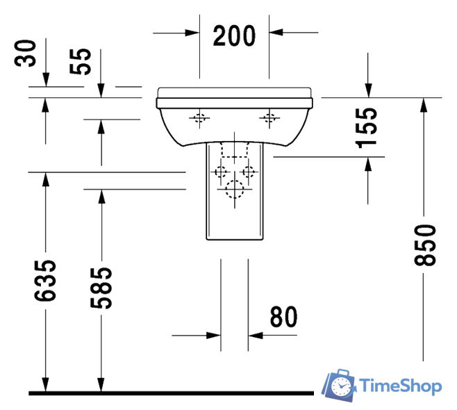 Умывальник Duravit Starck 3 45x32 (0750450000) - Изображение №3 — Интернет-магазин Time-Shop